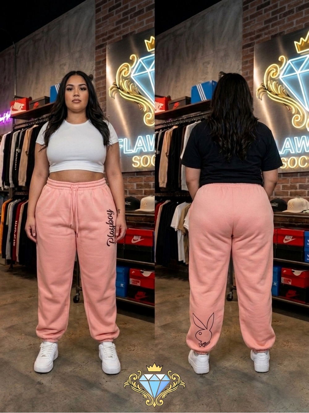 Playboy x Missguided Pink Oversized Graphic Sweatpants Joggers Size XL